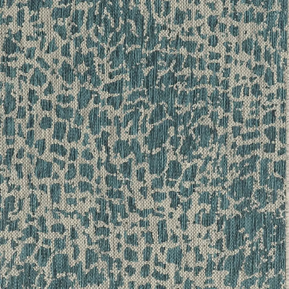 5' X 8' Teal Blue Abstract Indoor Outdoor Area Rug Homeroots Outdoor
