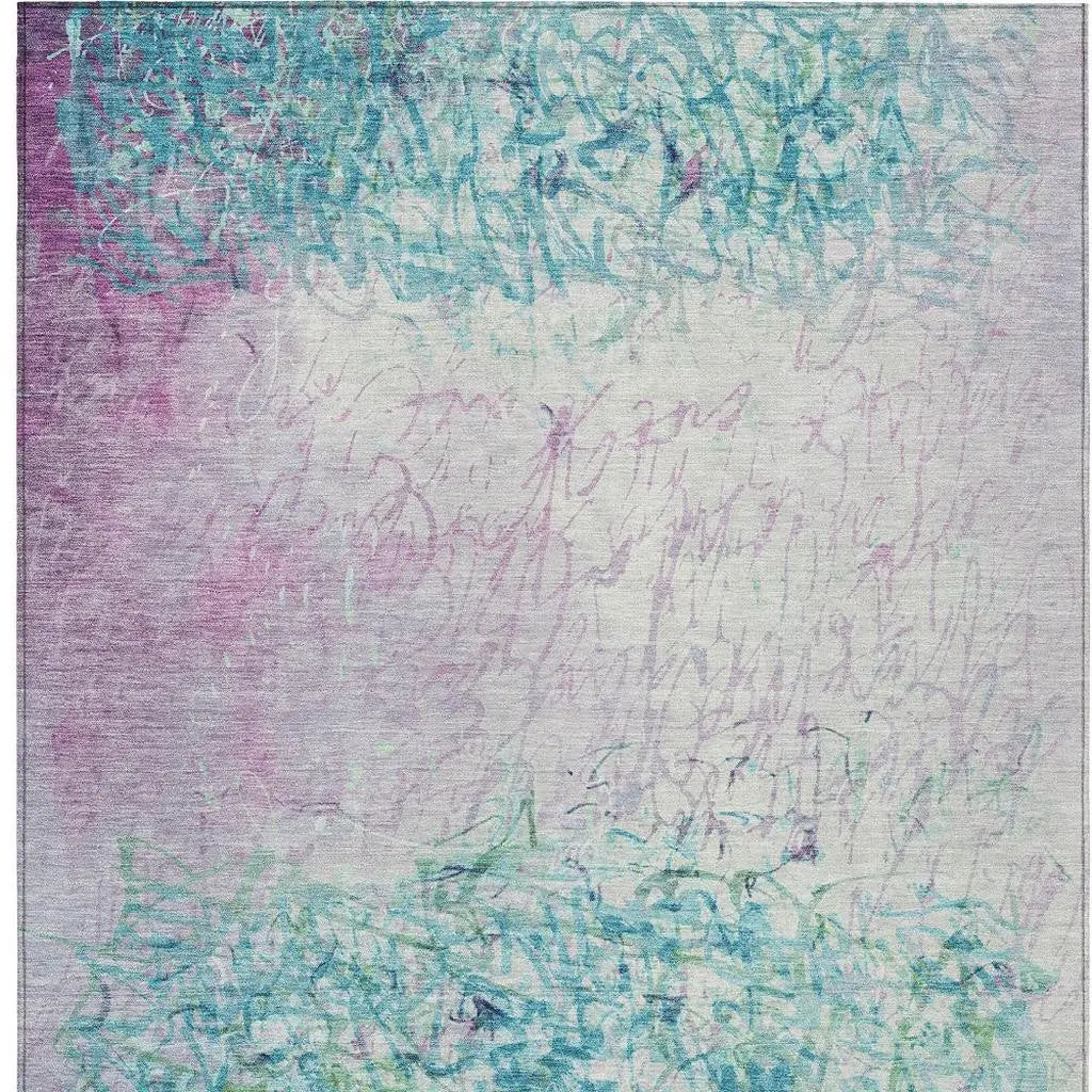 5' X 8' Teal Blue And Aqua Abstract Washable Indoor Outdoor Area Rug Homeroots Outdoor