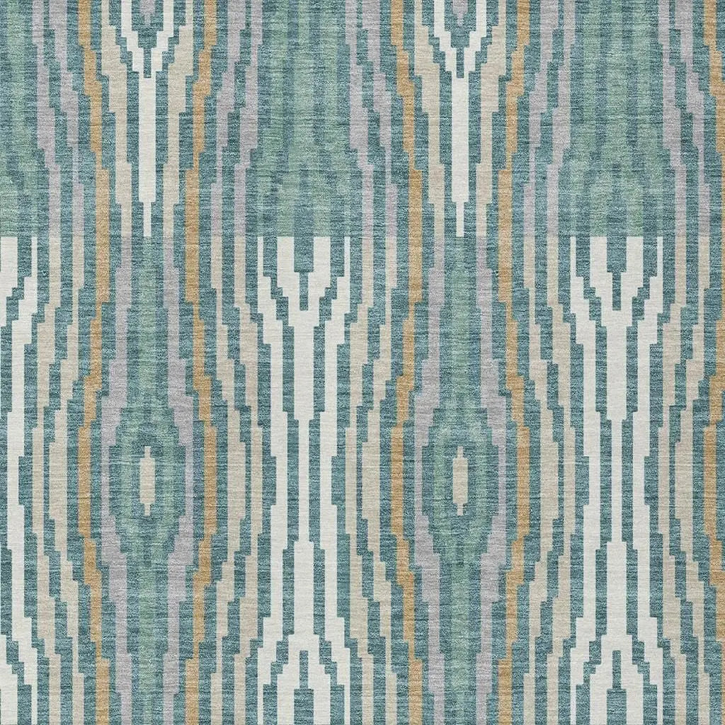 5' X 8' Teal Blue And Aqua Abstract Washable Indoor Outdoor Area Rug Homeroots Outdoor