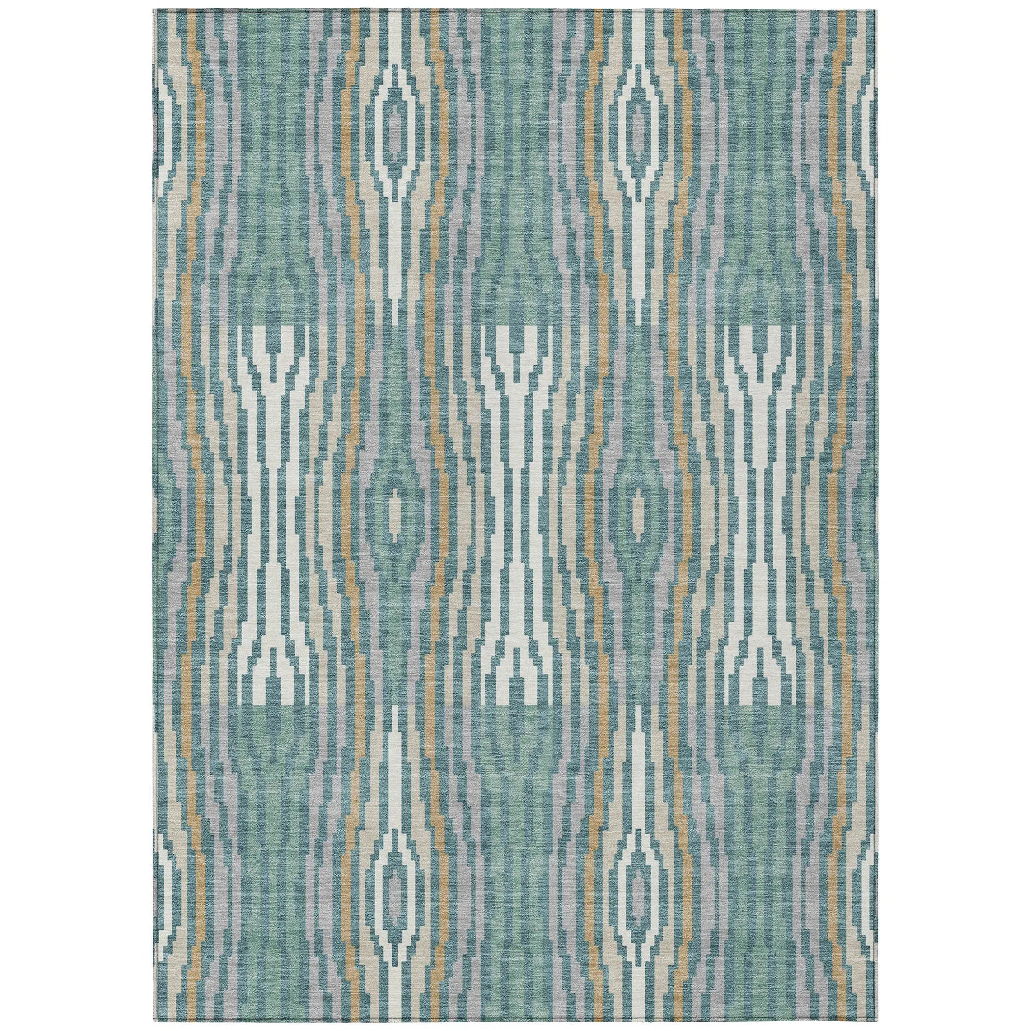 5' X 8' Teal Blue And Aqua Abstract Washable Indoor Outdoor Area Rug Homeroots Outdoor