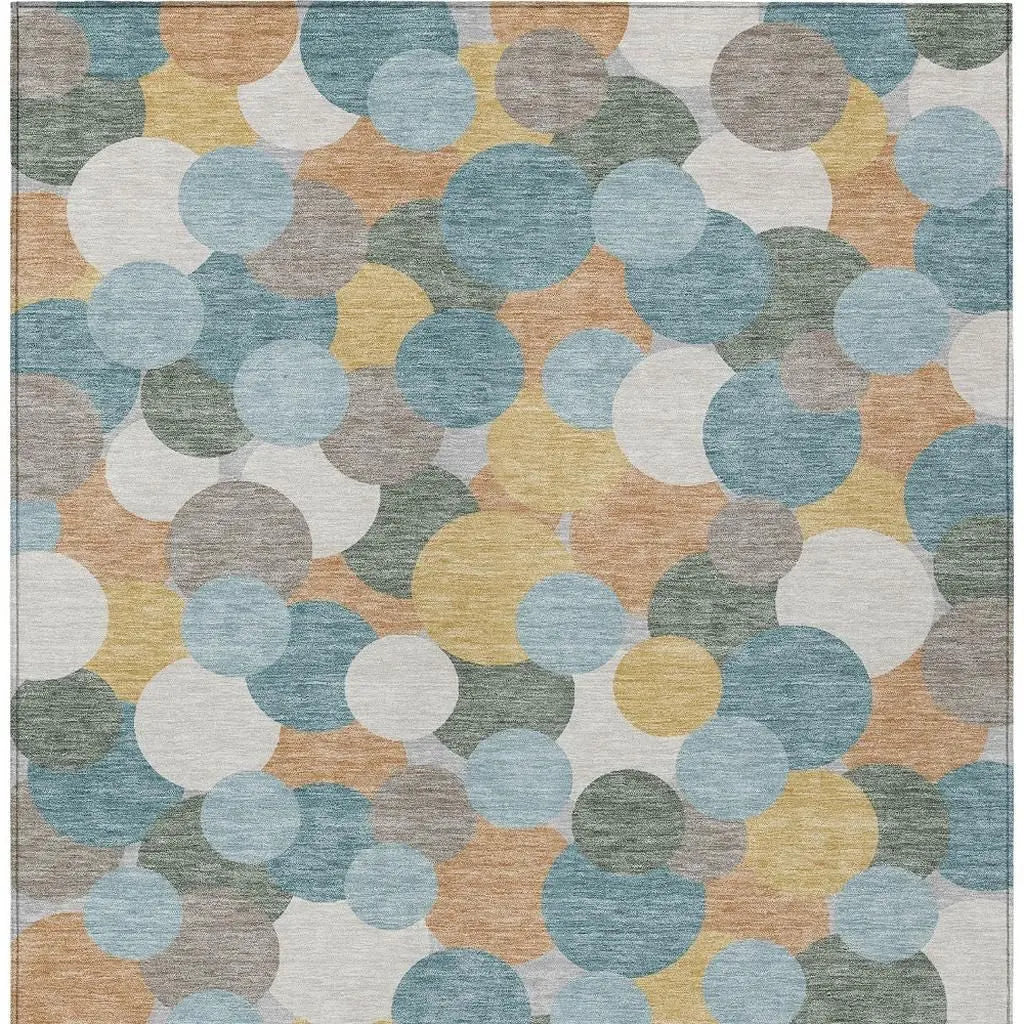 5' X 8' Teal Blue And Aqua Geometric Washable Indoor Outdoor Area Rug Homeroots Outdoor