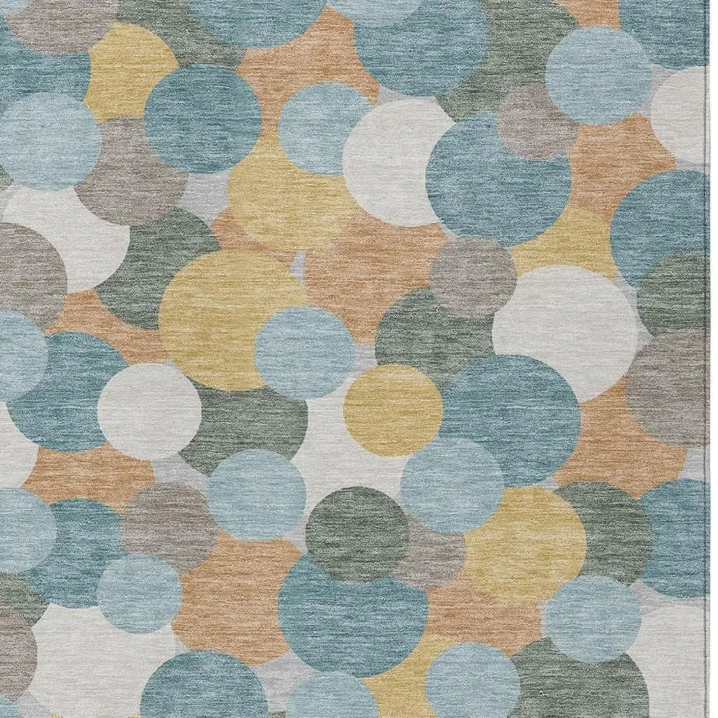 5' X 8' Teal Blue And Aqua Geometric Washable Indoor Outdoor Area Rug Homeroots Outdoor