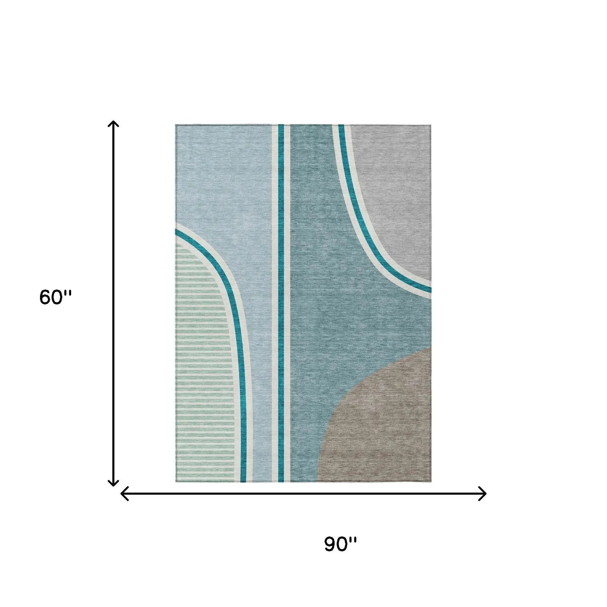 5' X 8' Teal Blue And Aqua Geometric Washable Indoor Outdoor Area Rug Homeroots Outdoor