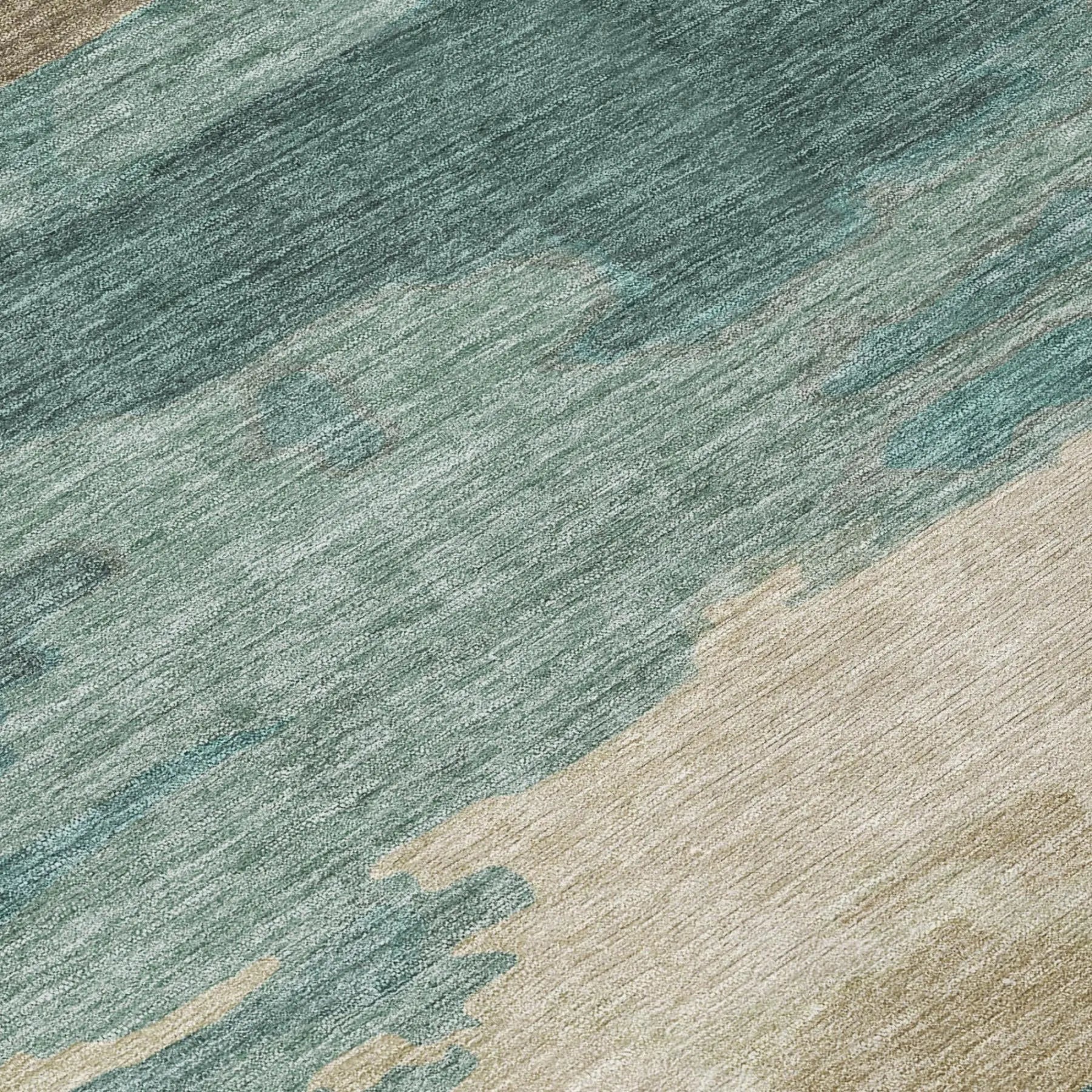 5' X 8' Teal Blue And Beige Abstract Washable Indoor Outdoor Area Rug Homeroots Outdoor
