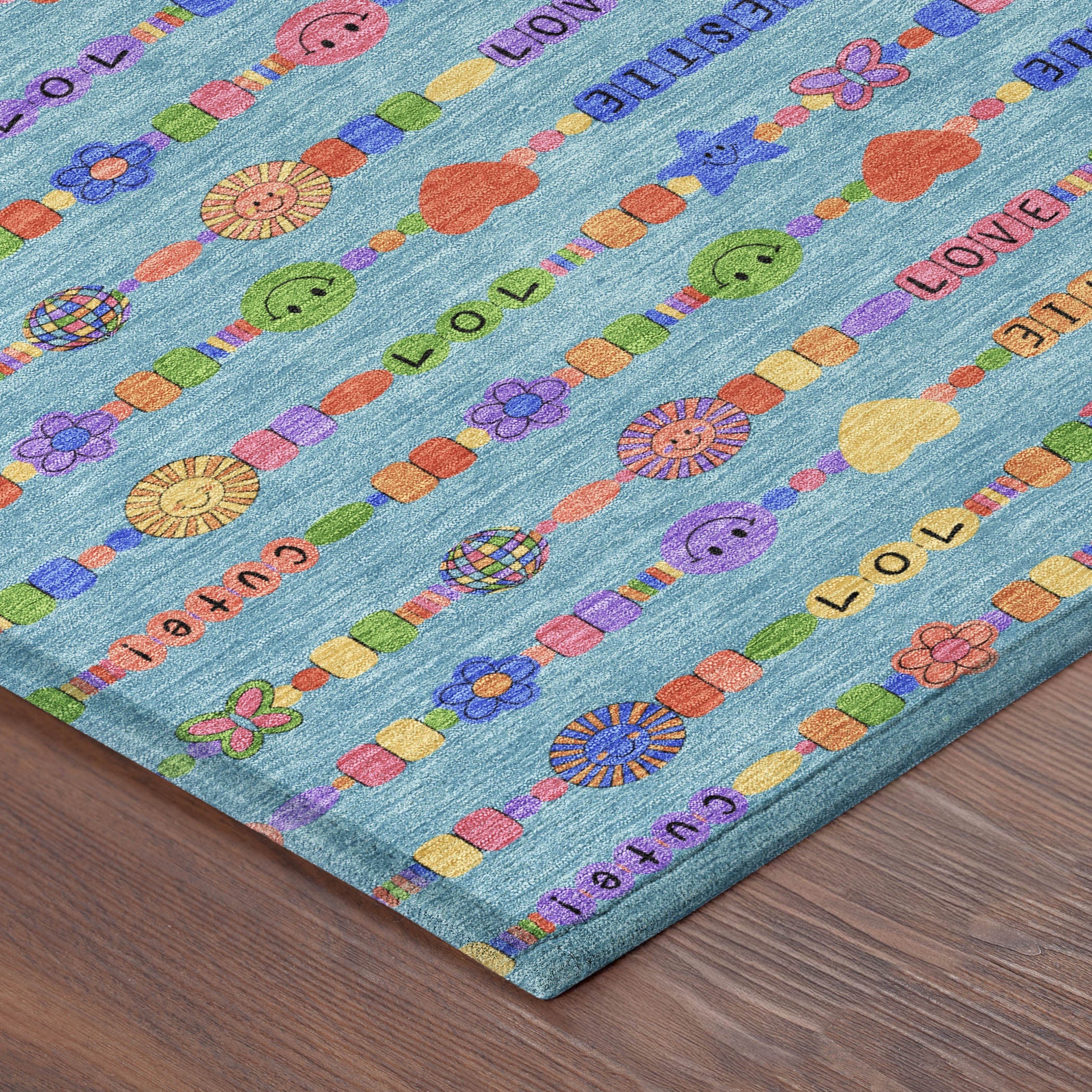 5' X 8' Teal Blue And Beige Geometric Washable Indoor Outdoor Area Rug Homeroots Outdoor