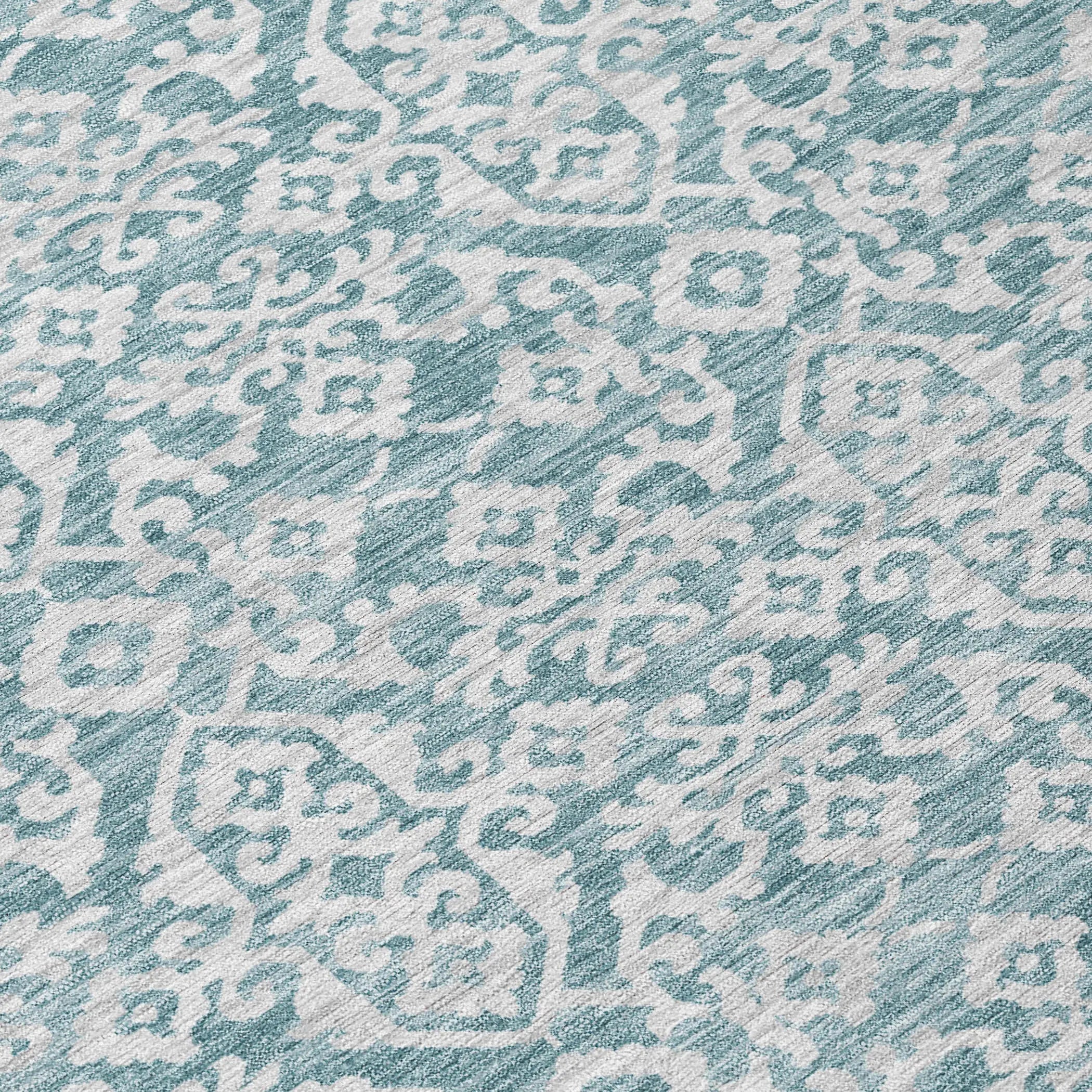 5' X 8' Teal Blue And Brown Oriental Washable Indoor Outdoor Area Rug Homeroots Outdoor