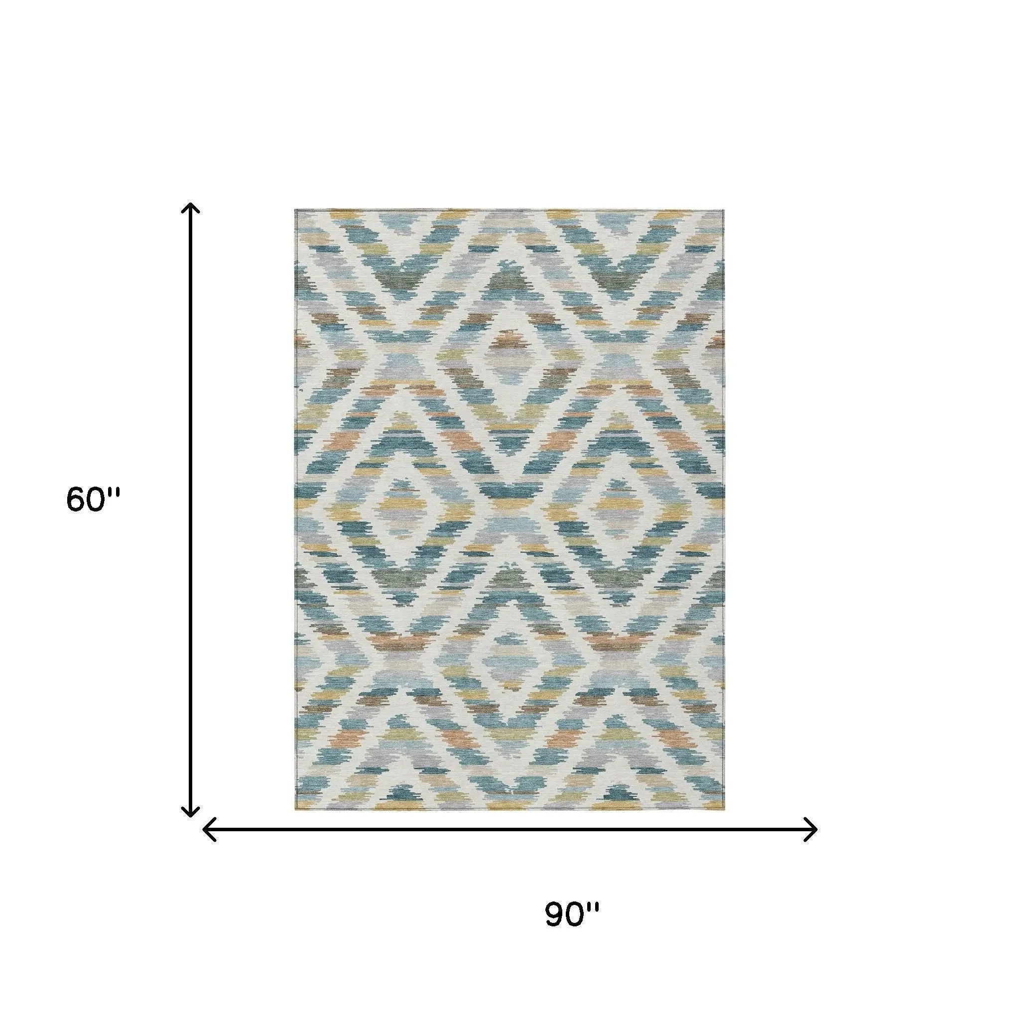 5' X 8' Teal Blue And Copper Tribal Washable Indoor Outdoor Area Rug Homeroots Outdoor