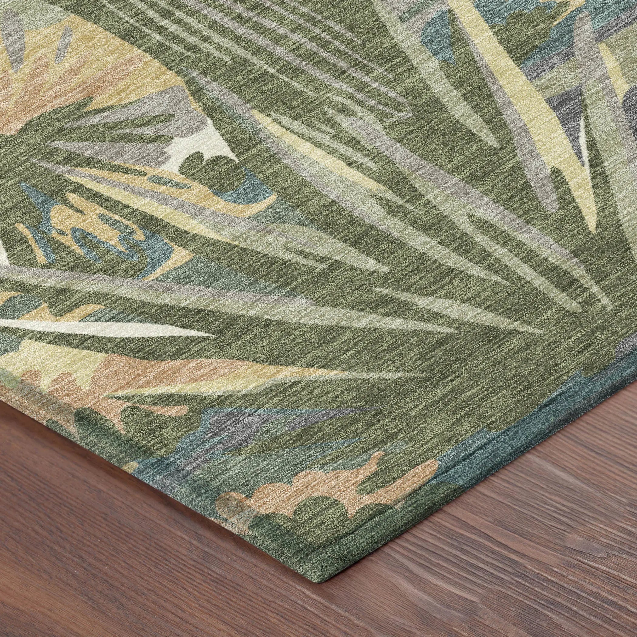 5' X 8' Teal Blue And Gold Trees Washable Indoor Outdoor Area Rug Homeroots Outdoor
