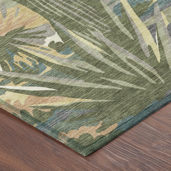 5' X 8' Teal Blue And Gold Trees Washable Indoor Outdoor Area Rug Homeroots Outdoor