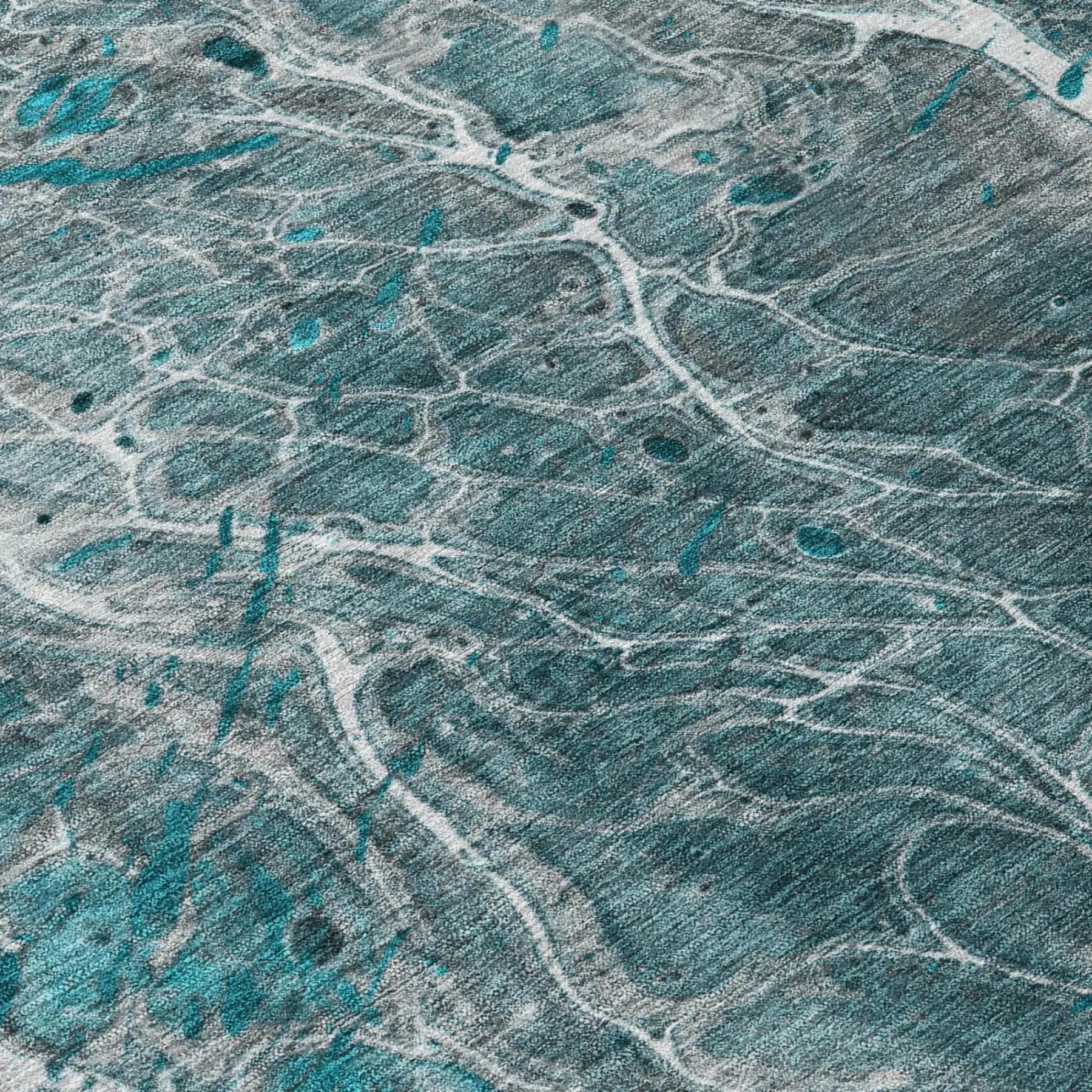 5' X 8' Teal Blue And Gray Abstract Washable Indoor Outdoor Area Rug Homeroots Outdoor