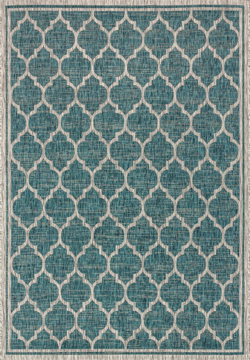 5' X 8' Teal Blue And Gray Geometric Indoor Outdoor Area Rug Homeroots Outdoor