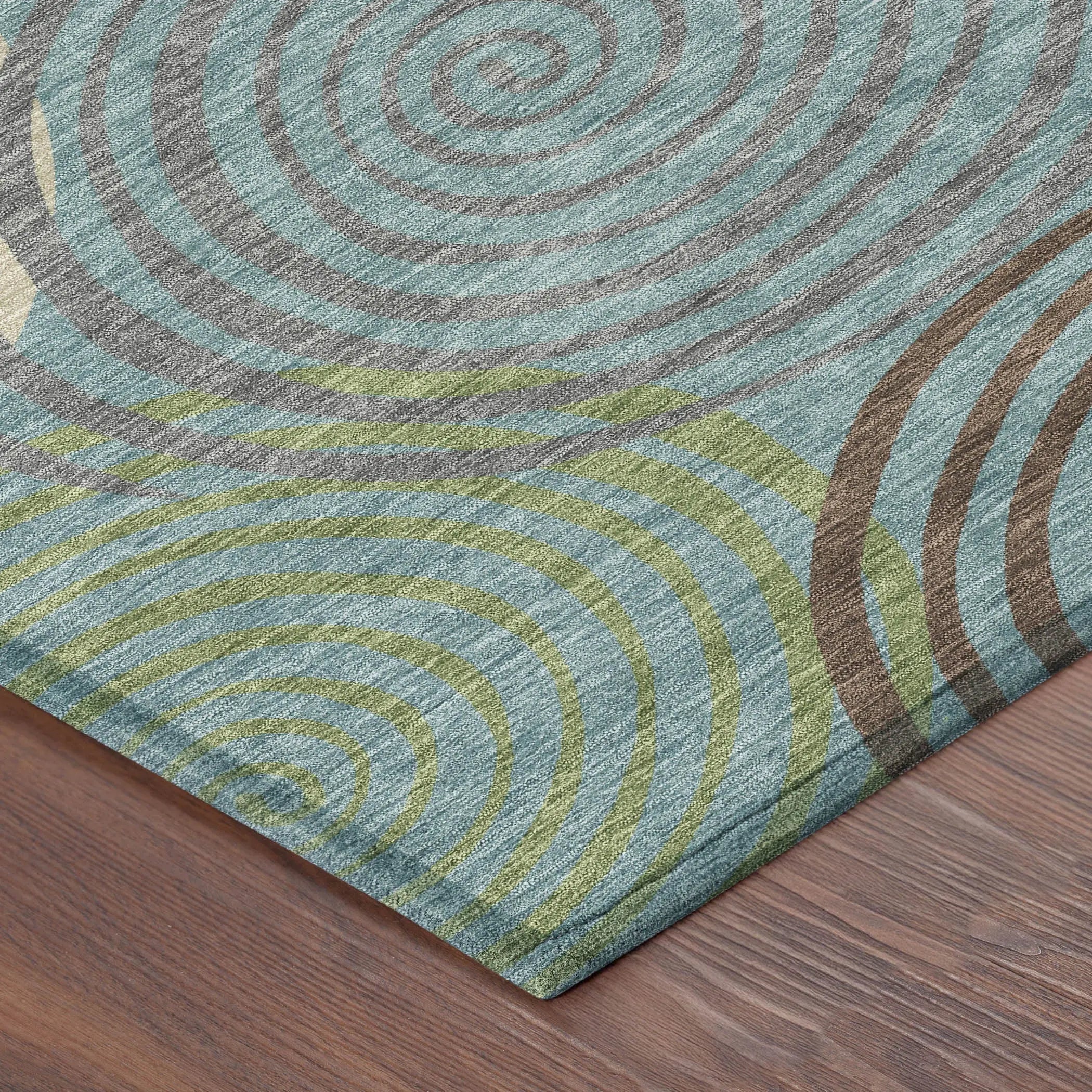5' X 8' Teal Blue And Gray Geometric Washable Indoor Outdoor Area Rug Homeroots Outdoor