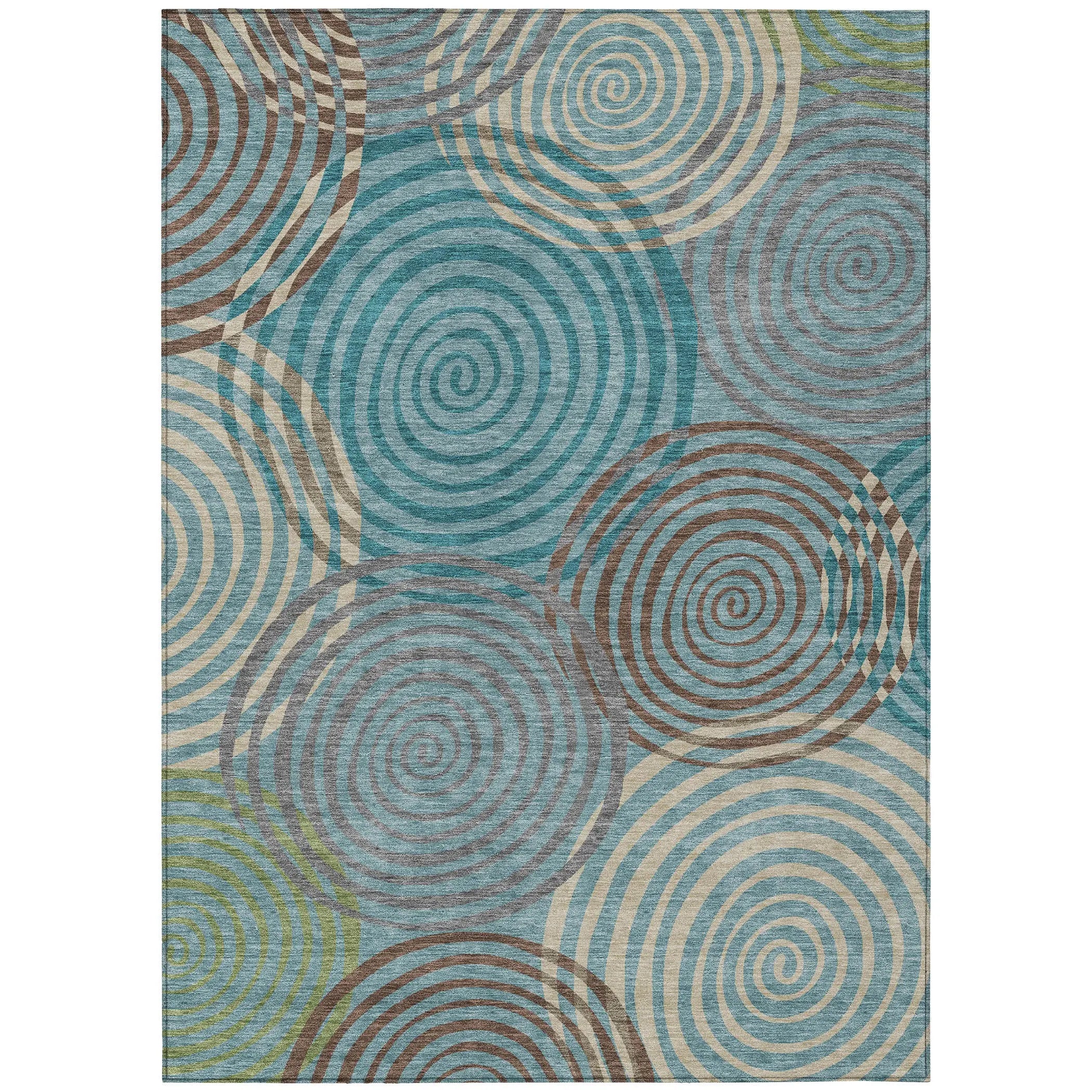 5' X 8' Teal Blue And Gray Geometric Washable Indoor Outdoor Area Rug Homeroots Outdoor