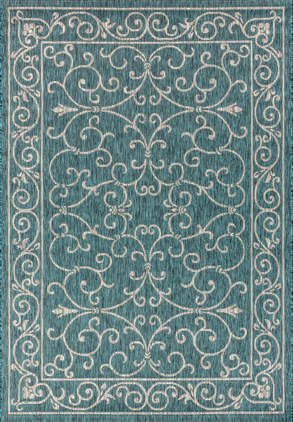 5' X 8' Teal Blue And Gray Medallion Indoor Outdoor Area Rug Homeroots Outdoor