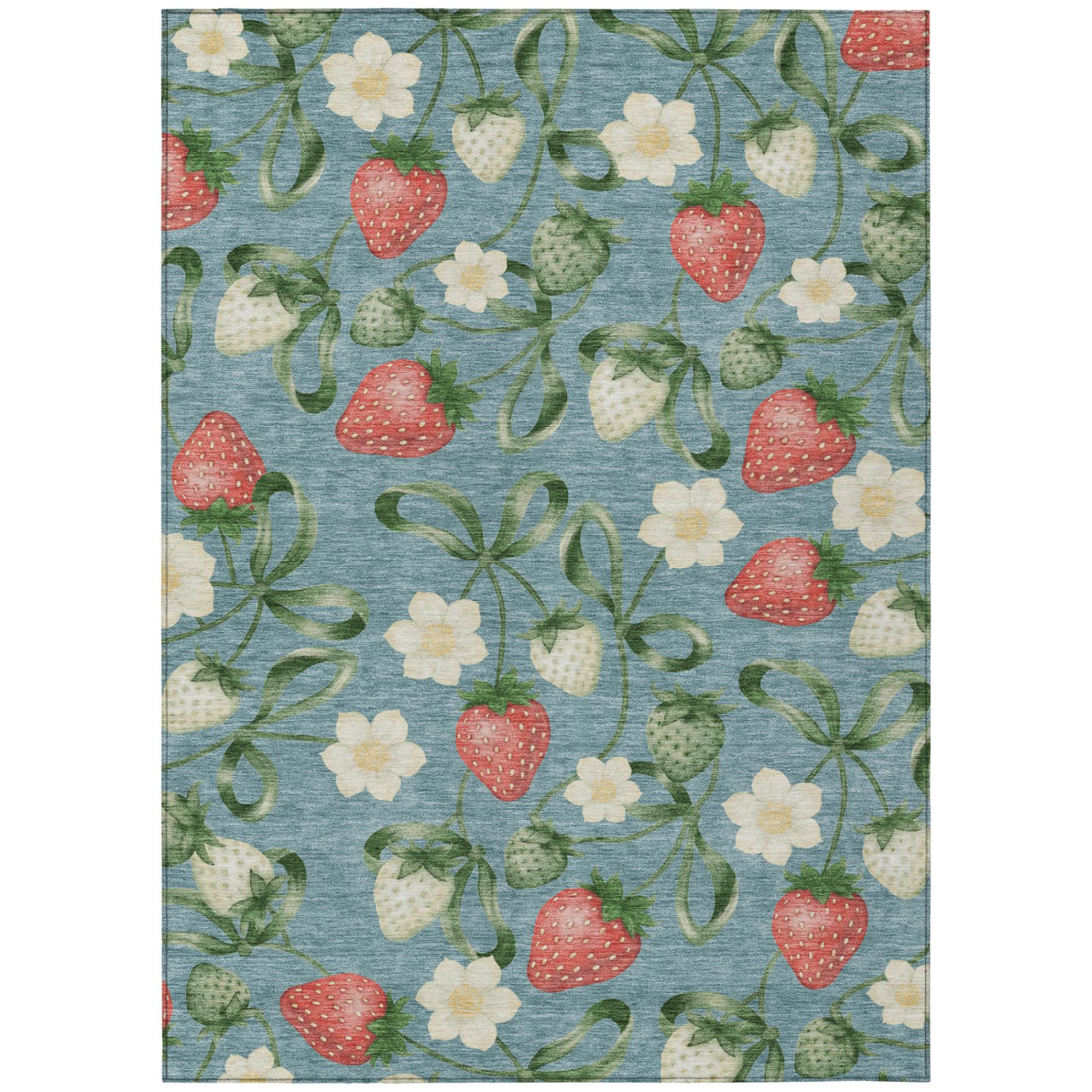5' X 8' Teal Blue And Green Floral Washable Indoor Outdoor Area Rug Homeroots Outdoor