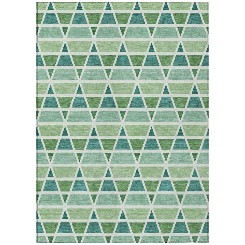 5' X 8' Teal Blue And Green Geometric Washable Indoor Outdoor Area Rug Homeroots Outdoor