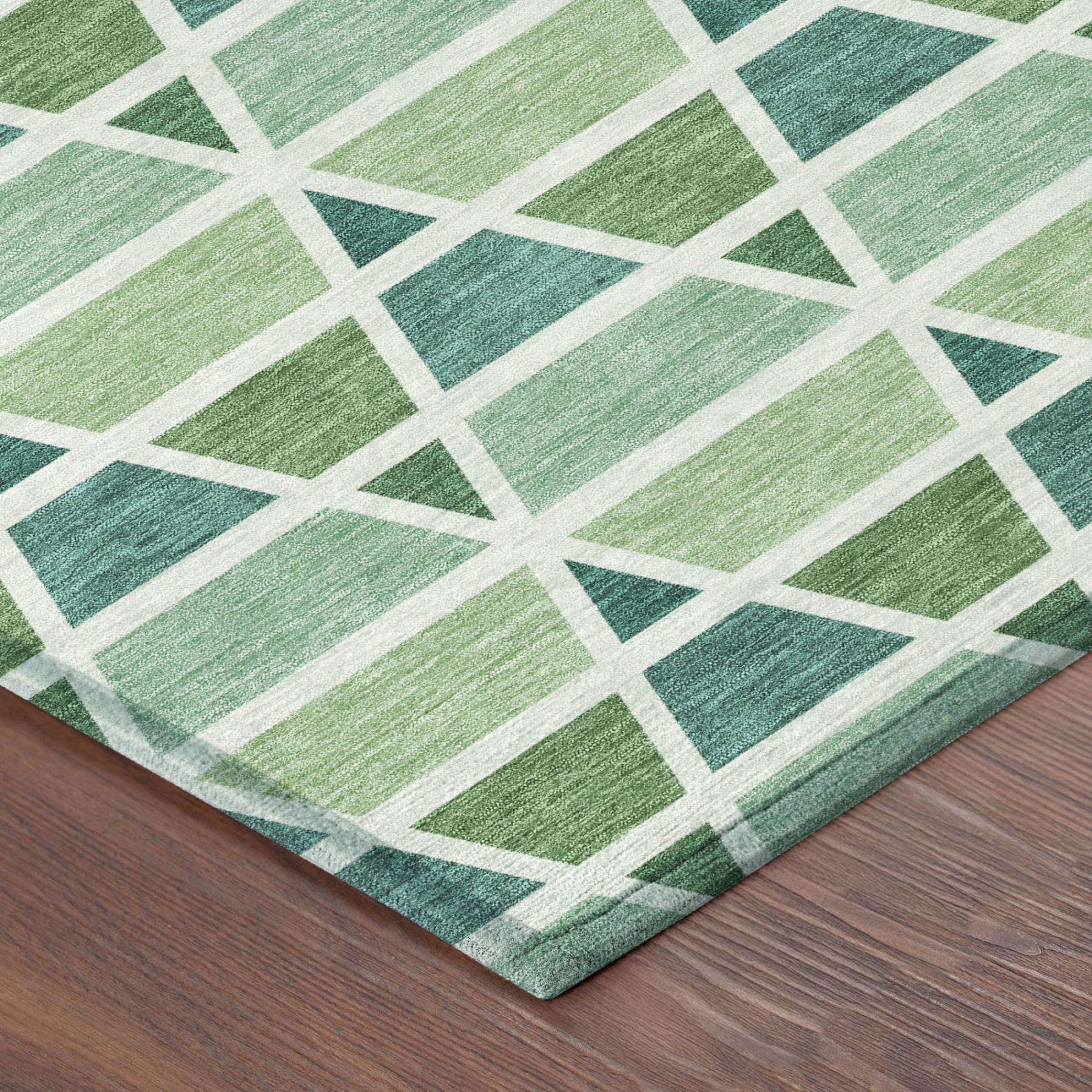 5' X 8' Teal Blue And Green Geometric Washable Indoor Outdoor Area Rug Homeroots Outdoor