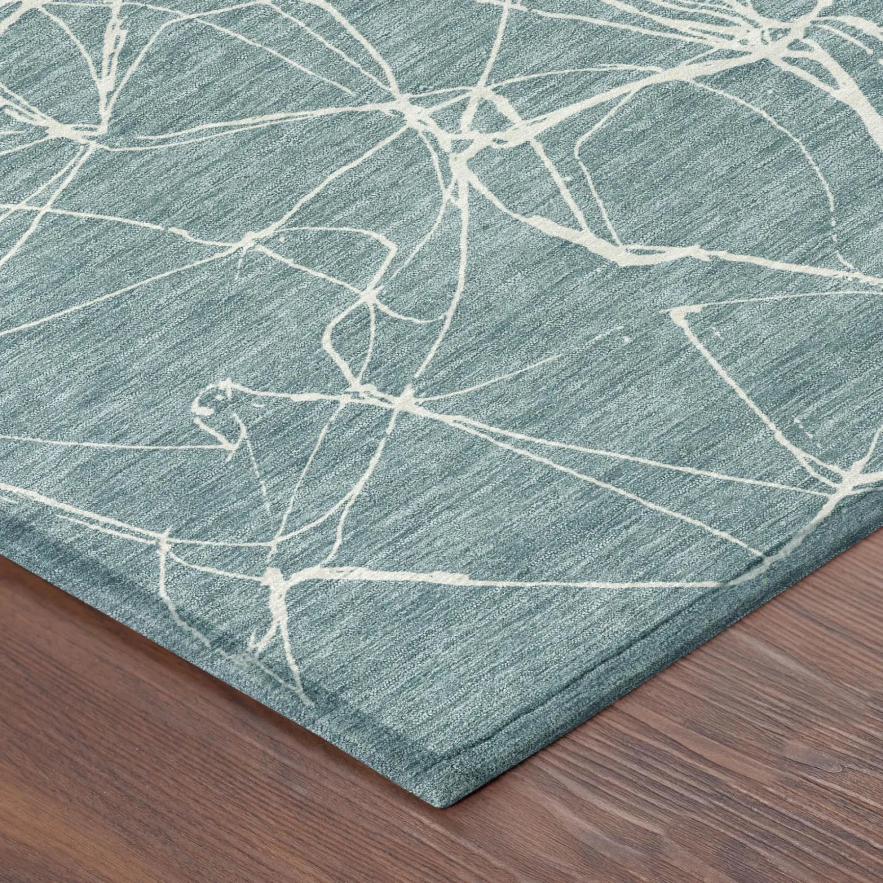5' X 8' Teal Blue And Ivory Abstract Washable Indoor Outdoor Area Rug Homeroots Outdoor