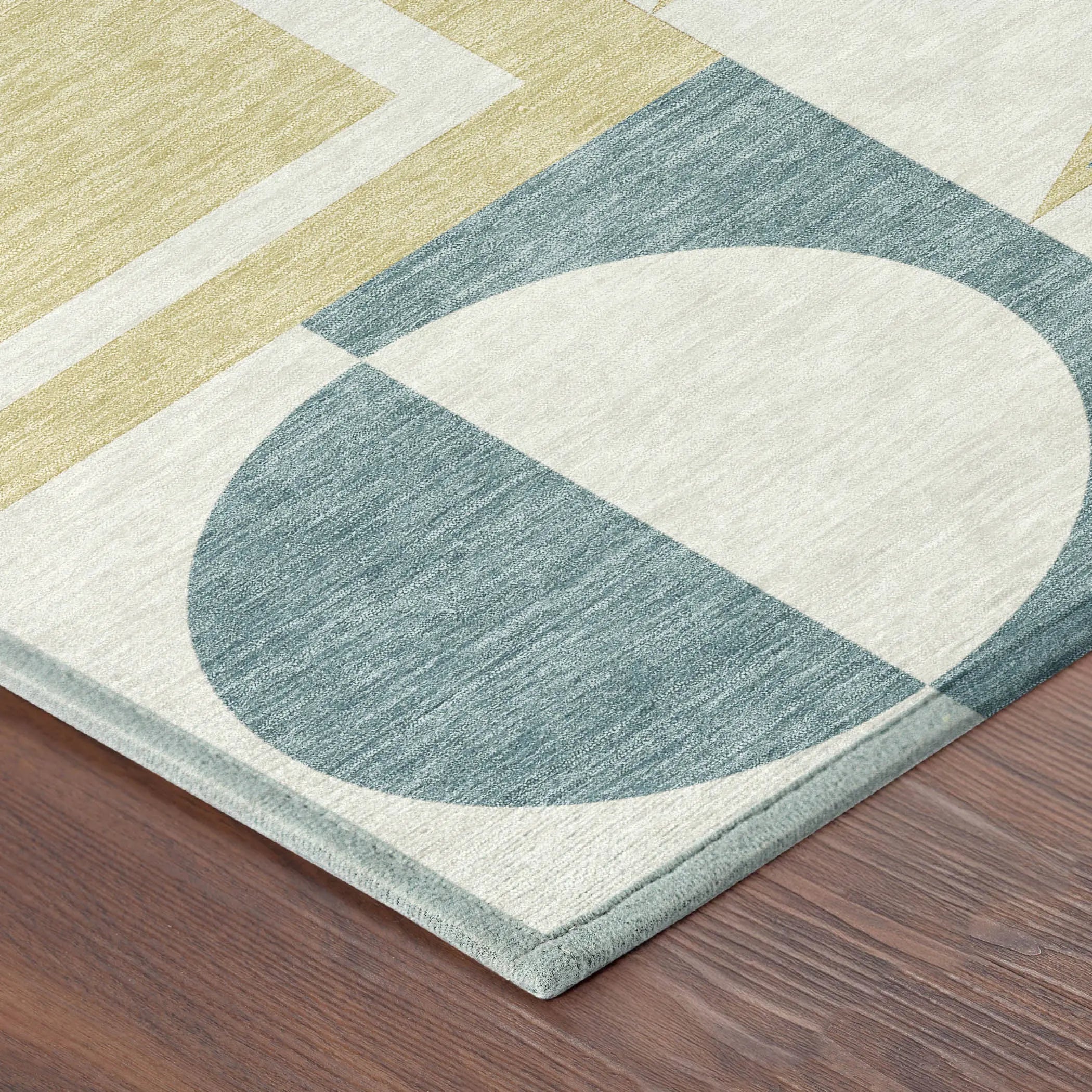 5' X 8' Teal Blue And Ivory Geometric Washable Indoor Outdoor Area Rug Homeroots Outdoor