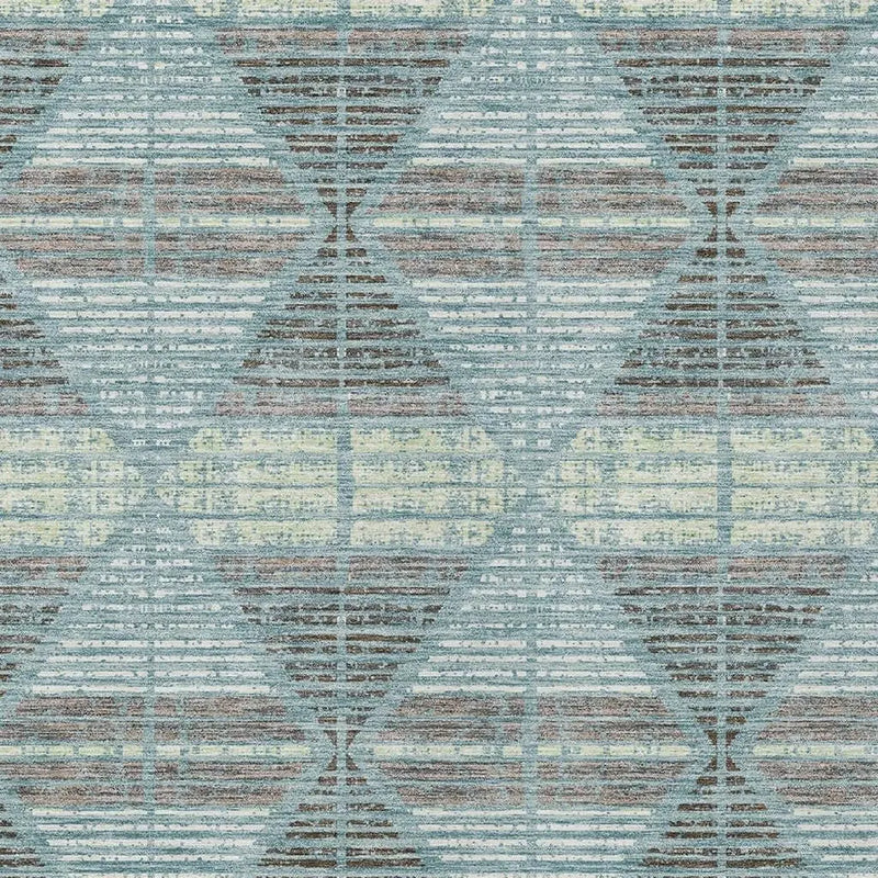 5' X 8' Teal Blue And Ivory Geometric Washable Indoor Outdoor Area Rug Homeroots Outdoor