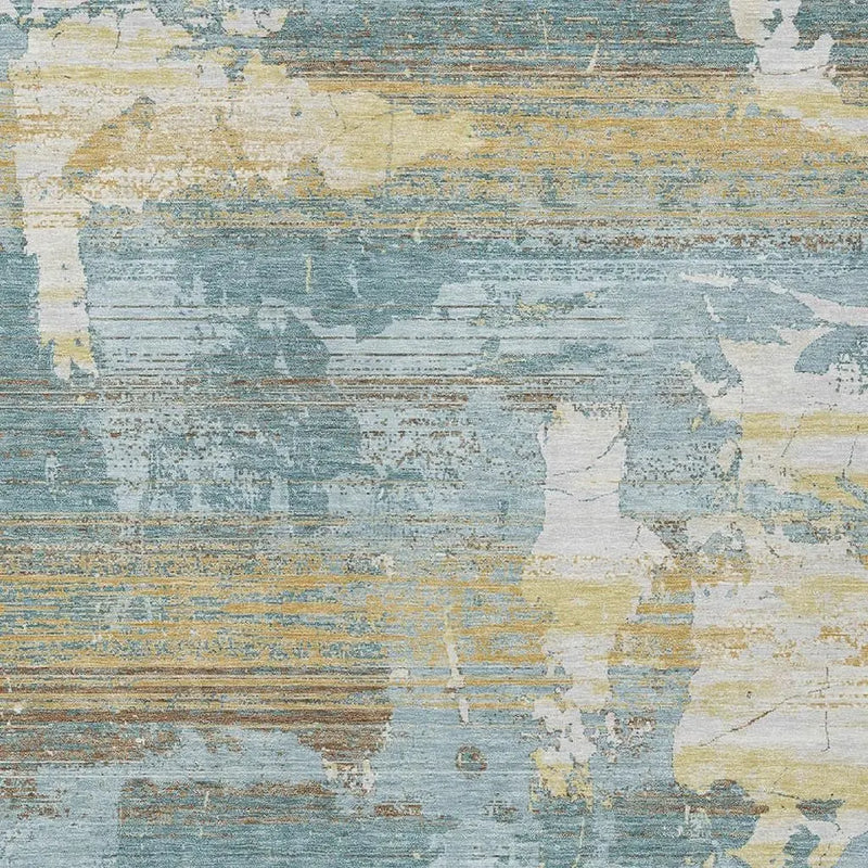 5' X 8' Teal Blue And Pewter Abstract Washable Indoor Outdoor Area Rug Homeroots Outdoor