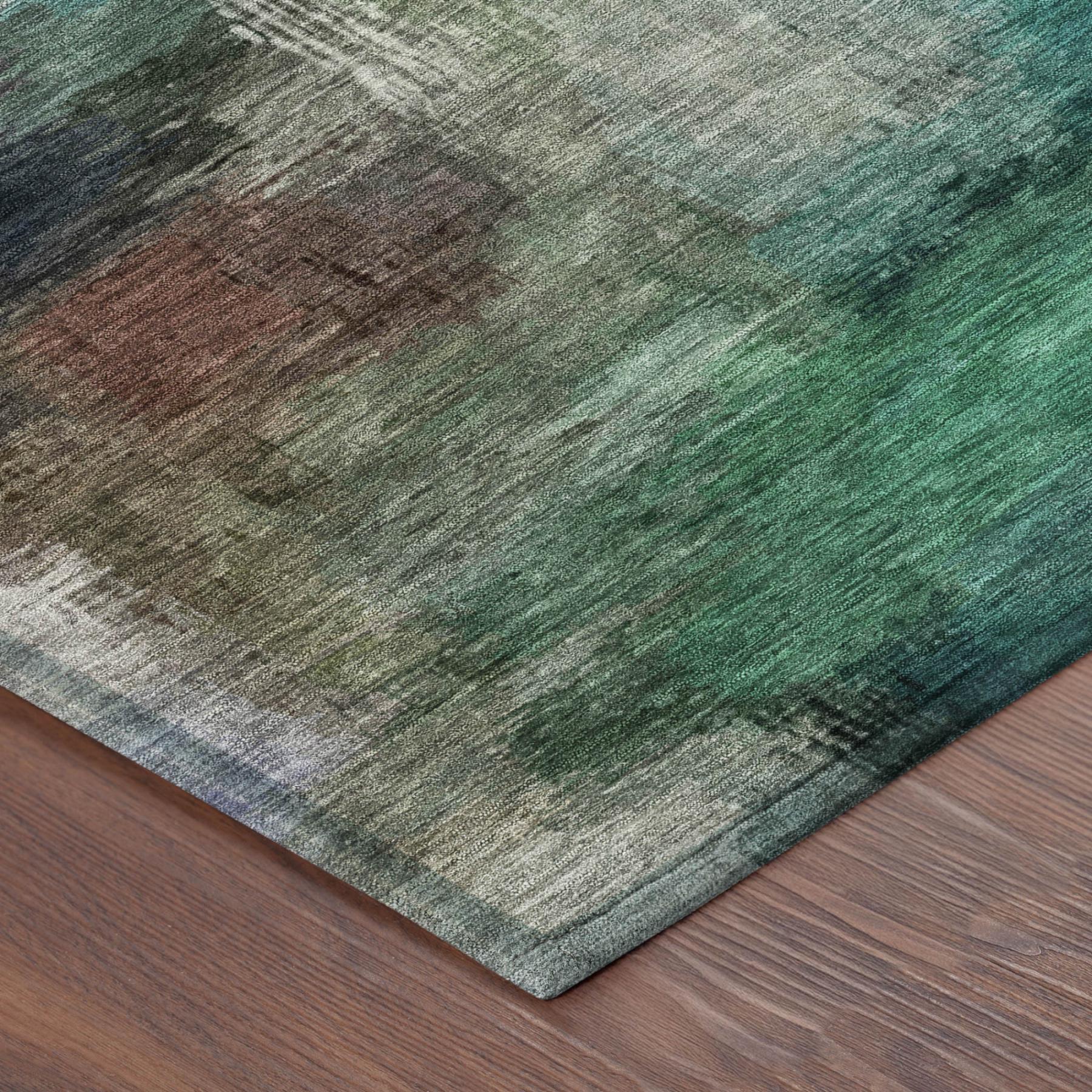 5' X 8' Teal Blue And Pewter Abstract Washable Indoor Outdoor Area Rug Homeroots Outdoor