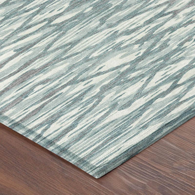 5' X 8' Teal Blue And Pewter Abstract Washable Indoor Outdoor Area Rug Homeroots Outdoor