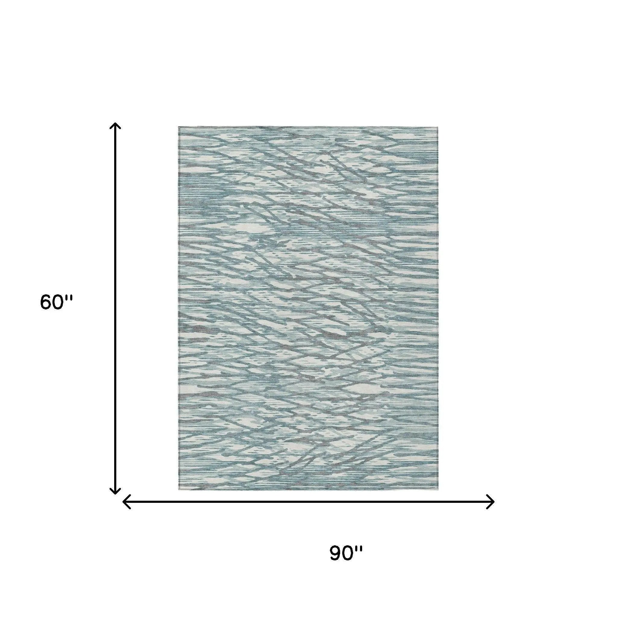 5' X 8' Teal Blue And Pewter Abstract Washable Indoor Outdoor Area Rug Homeroots Outdoor
