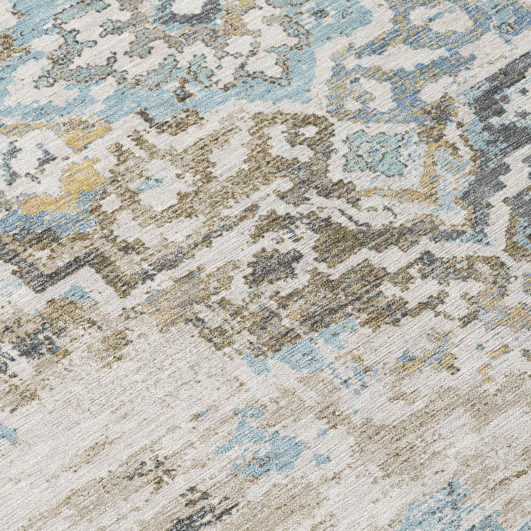 5' X 8' Teal Blue And Pewter Medallion Washable Indoor Outdoor Area Rug Homeroots Outdoor