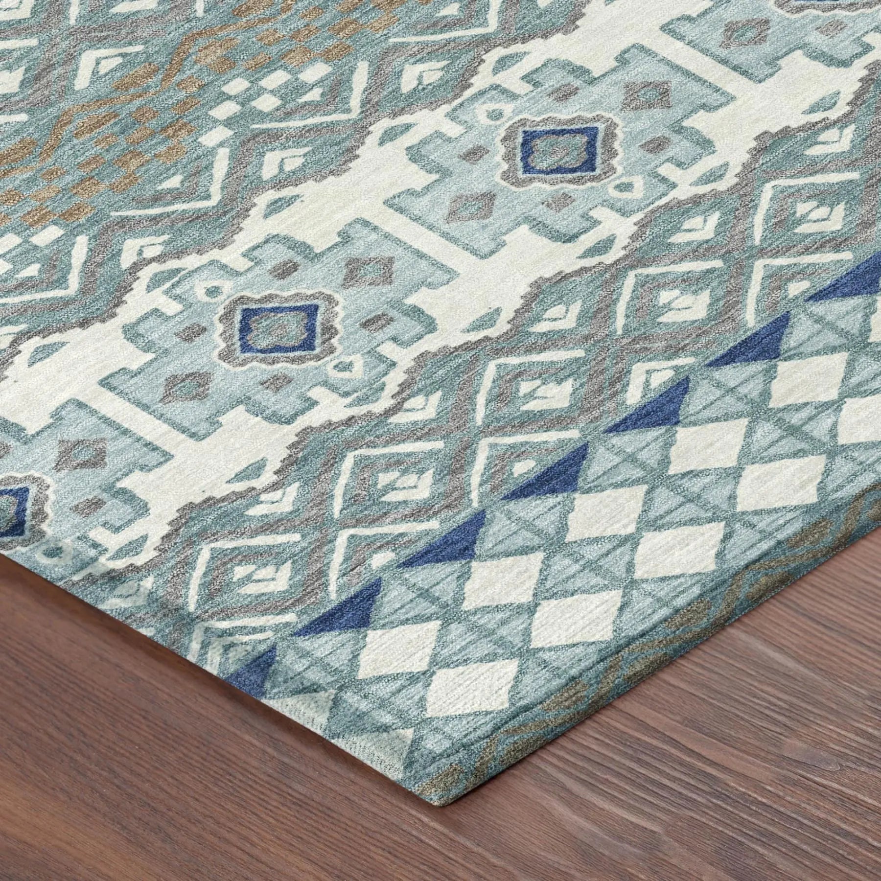 5' X 8' Teal Blue And Pewter Striped Washable Indoor Outdoor Area Rug Homeroots Outdoor