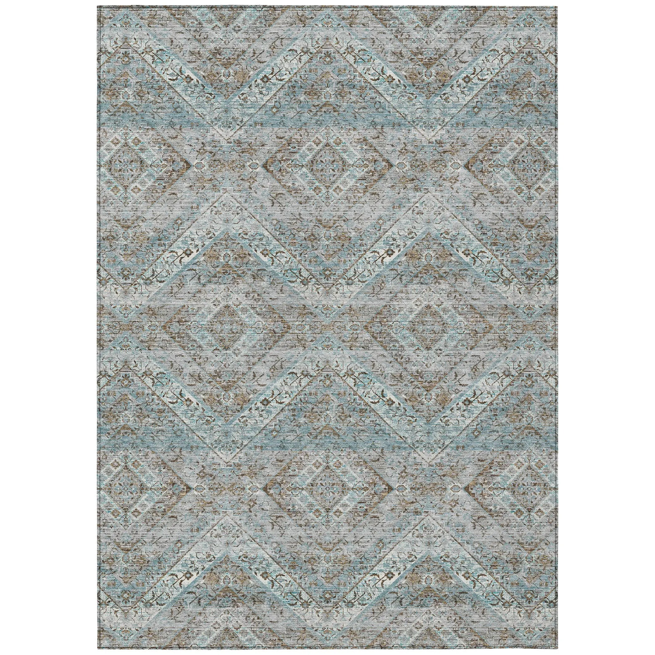 5' X 8' Teal Blue And Purple Tribal Washable Indoor Outdoor Area Rug Homeroots Outdoor