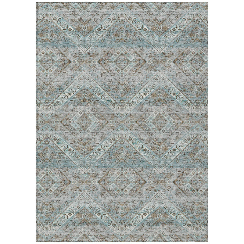 5' X 8' Teal Blue And Purple Tribal Washable Indoor Outdoor Area Rug Homeroots Outdoor