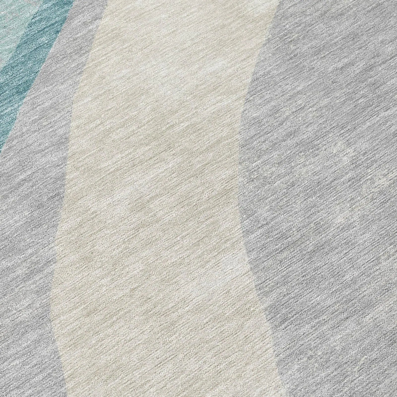 5' X 8' Teal Blue And Silver Abstract Washable Indoor Outdoor Area Rug Homeroots Outdoor