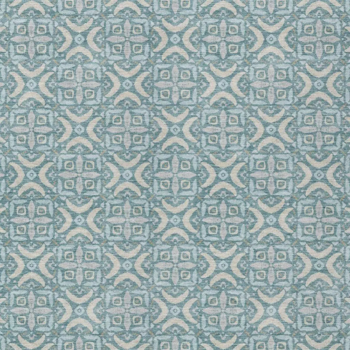 5' X 8' Teal Blue And Silver Geometric Washable Indoor Outdoor Area Rug Homeroots Outdoor