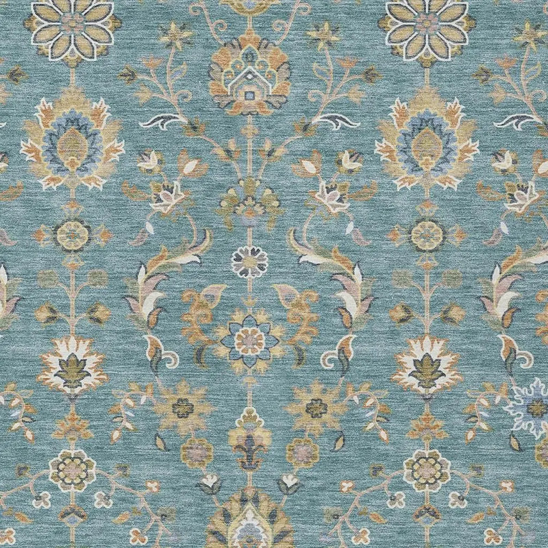 5' X 8' Teal Blue And Taupe Abstract Washable Indoor Outdoor Area Rug Homeroots Outdoor