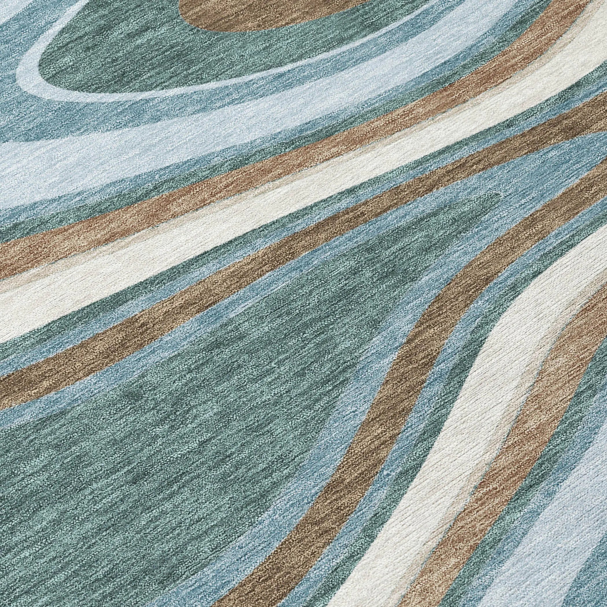5' X 8' Teal Blue And Turquoise Abstract Washable Indoor Outdoor Area Rug Homeroots Outdoor