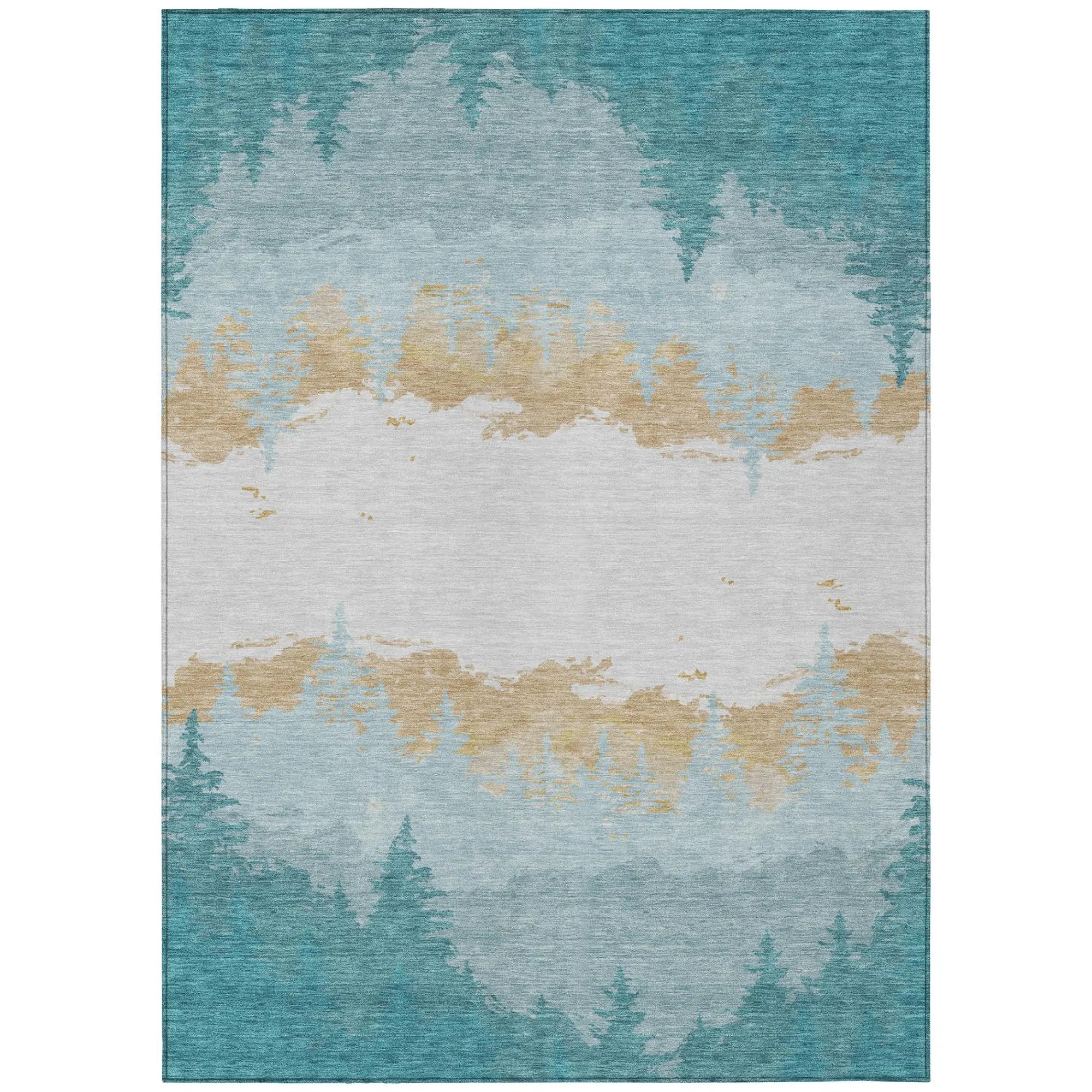 5' X 8' Teal Blue And Turquoise Floral Washable Indoor Outdoor Area Rug Homeroots Outdoor