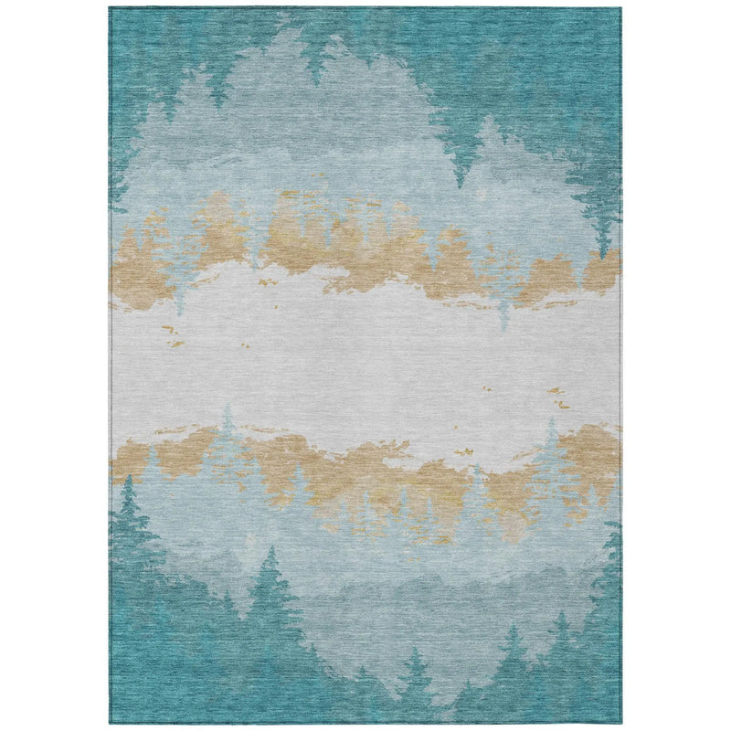 5' X 8' Teal Blue And Turquoise Floral Washable Indoor Outdoor Area Rug Homeroots Outdoor