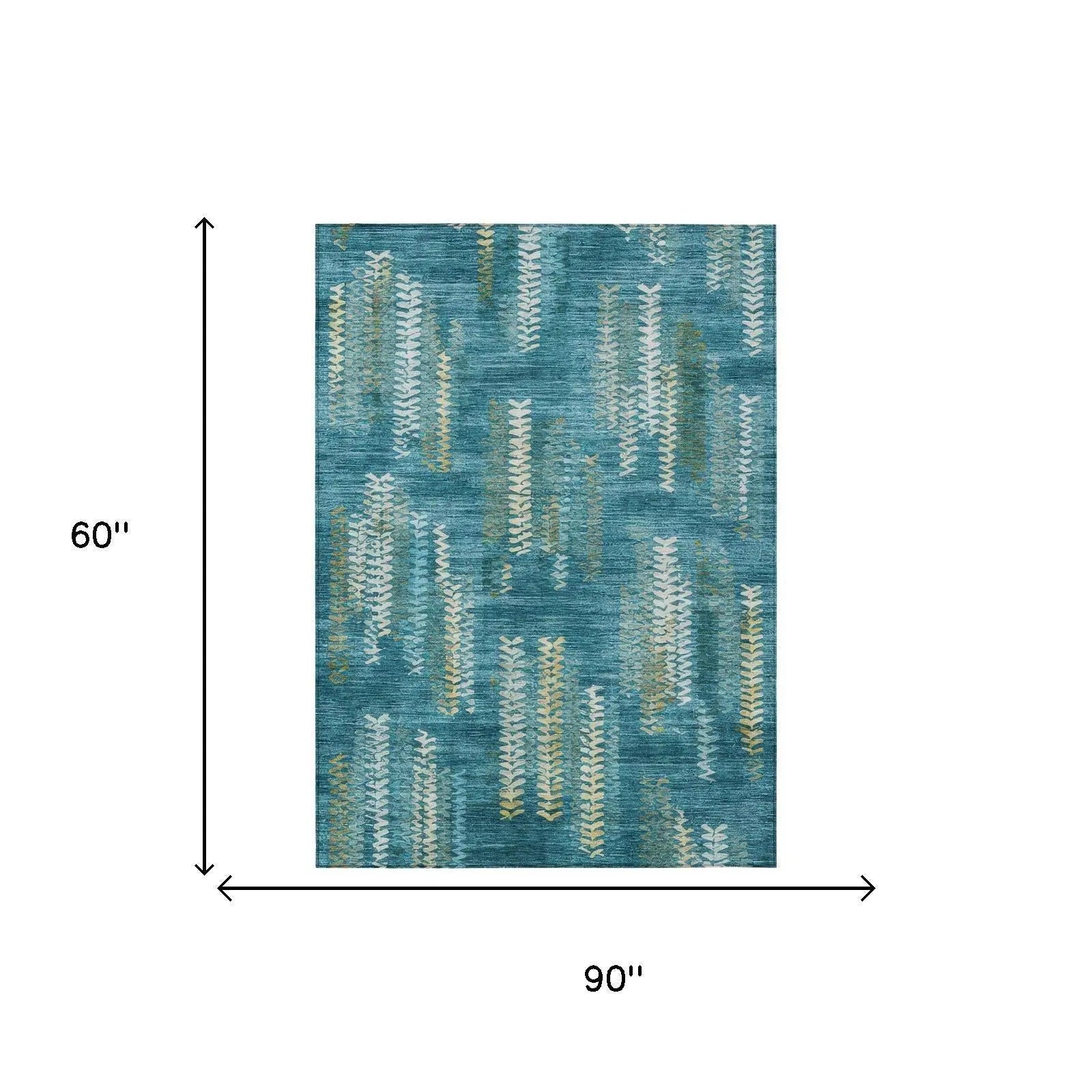 5' X 8' Teal Blue And Turquoise Striped Washable Indoor Outdoor Area Rug Homeroots Outdoor