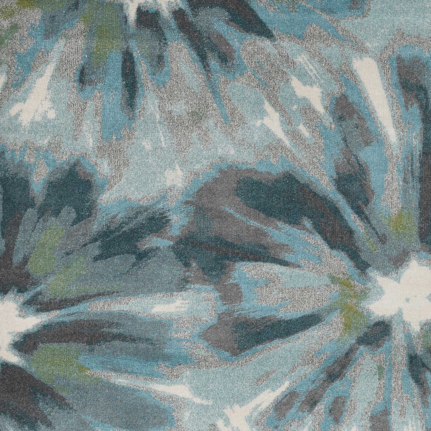 5' X 8' Teal Ivory And Gray Floral Area Rug Homeroots Home Decor