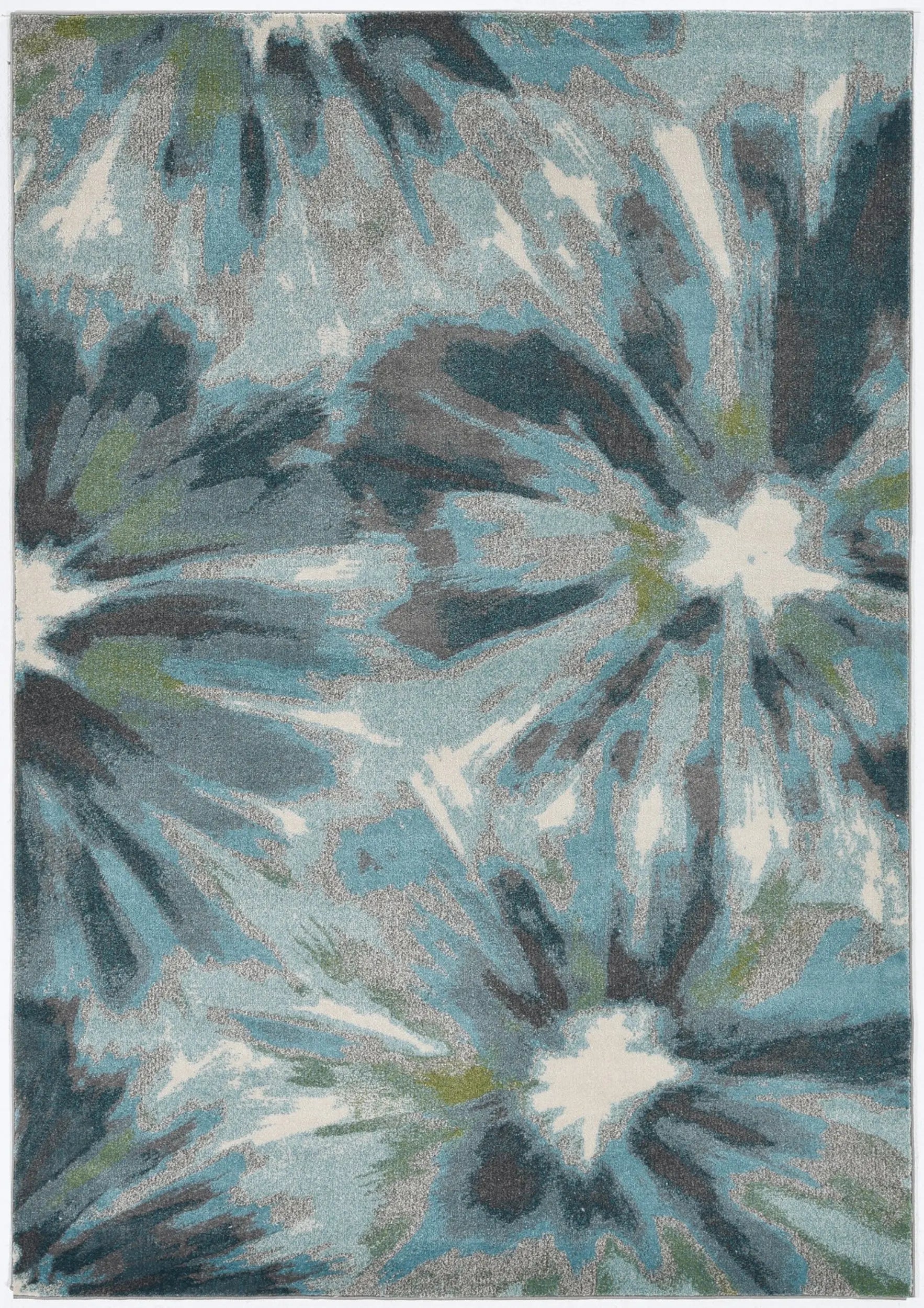 5' X 8' Teal Ivory And Gray Floral Area Rug Homeroots Home Decor