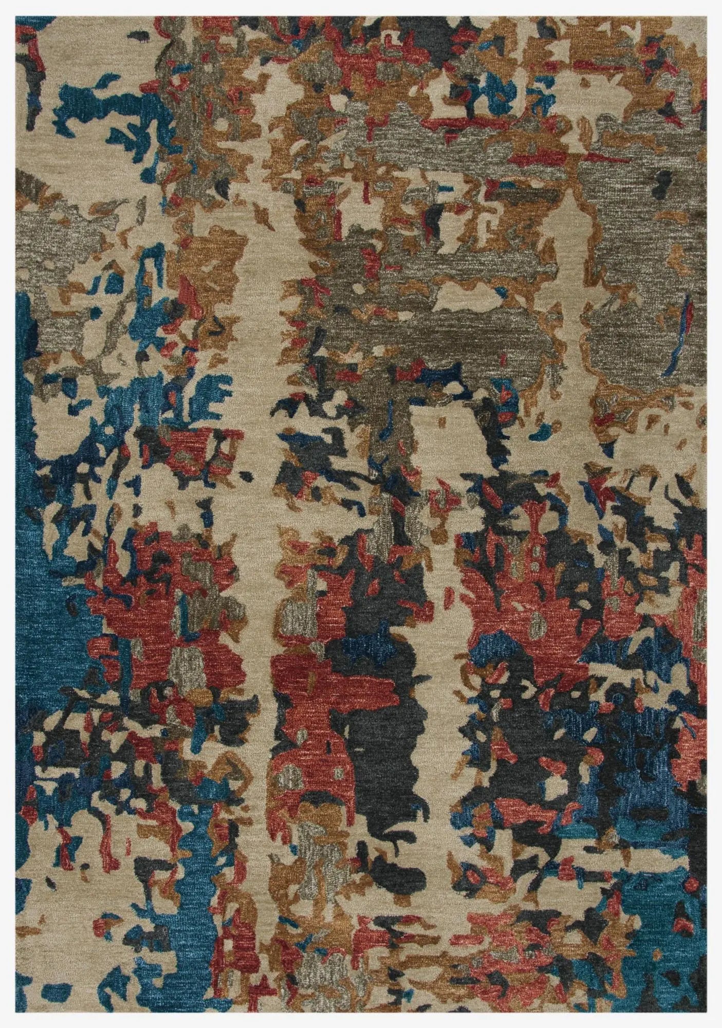 5' X 8' Teal Rust And Beige Abstract Hand Tufted Area Rug Homeroots Home Decor