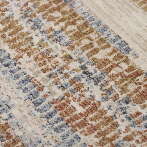 5' X 8' Terra Cotta And Blue Striped Area Rug Homeroots Home Decor