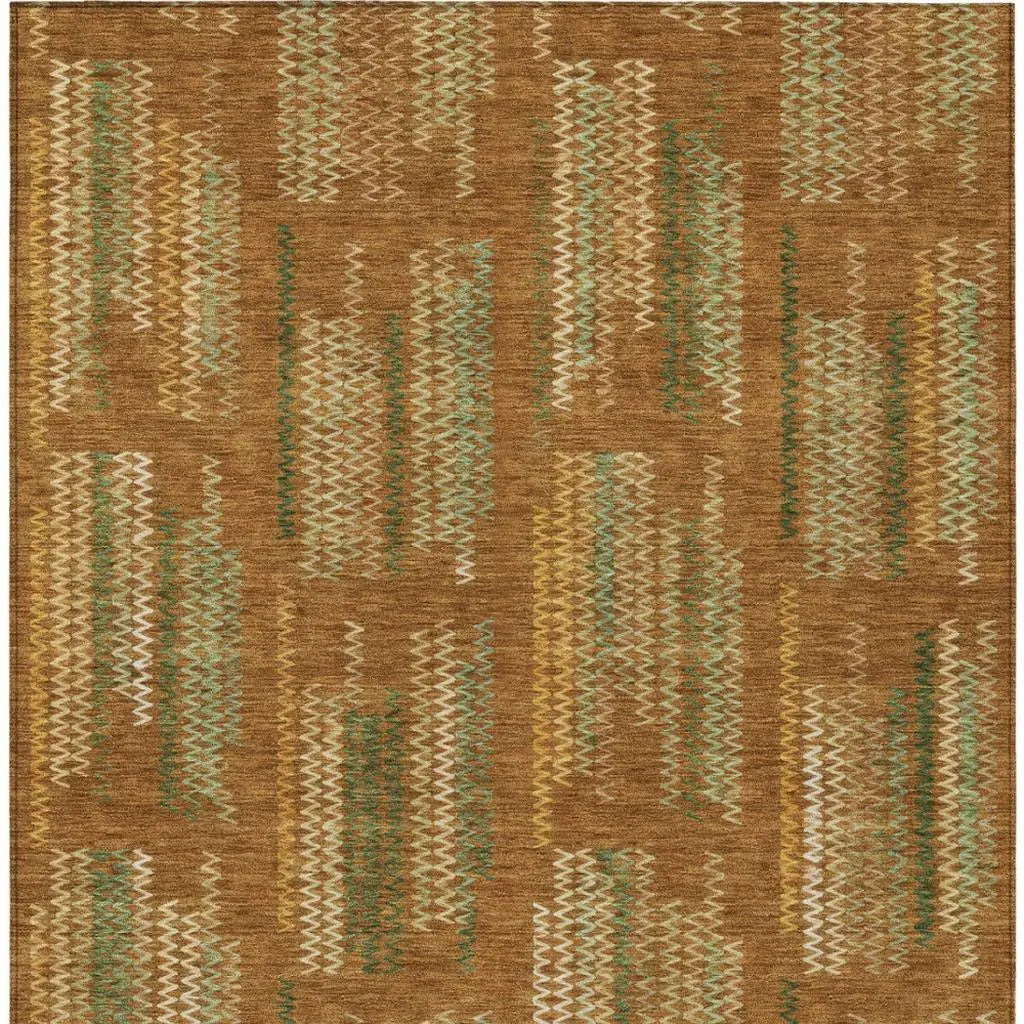 5' X 8' Terra Cotta And Brown Abstract Washable Indoor Outdoor Area Rug Homeroots Outdoor