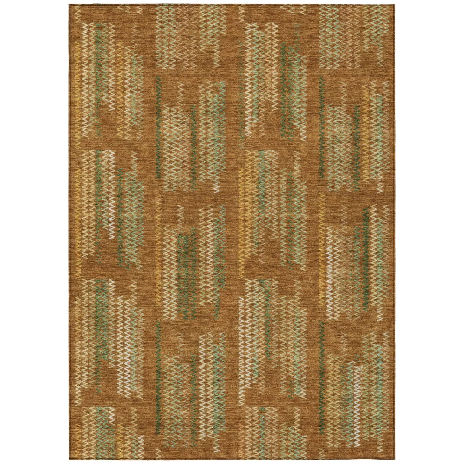 5' X 8' Terra Cotta And Brown Abstract Washable Indoor Outdoor Area Rug Homeroots Outdoor