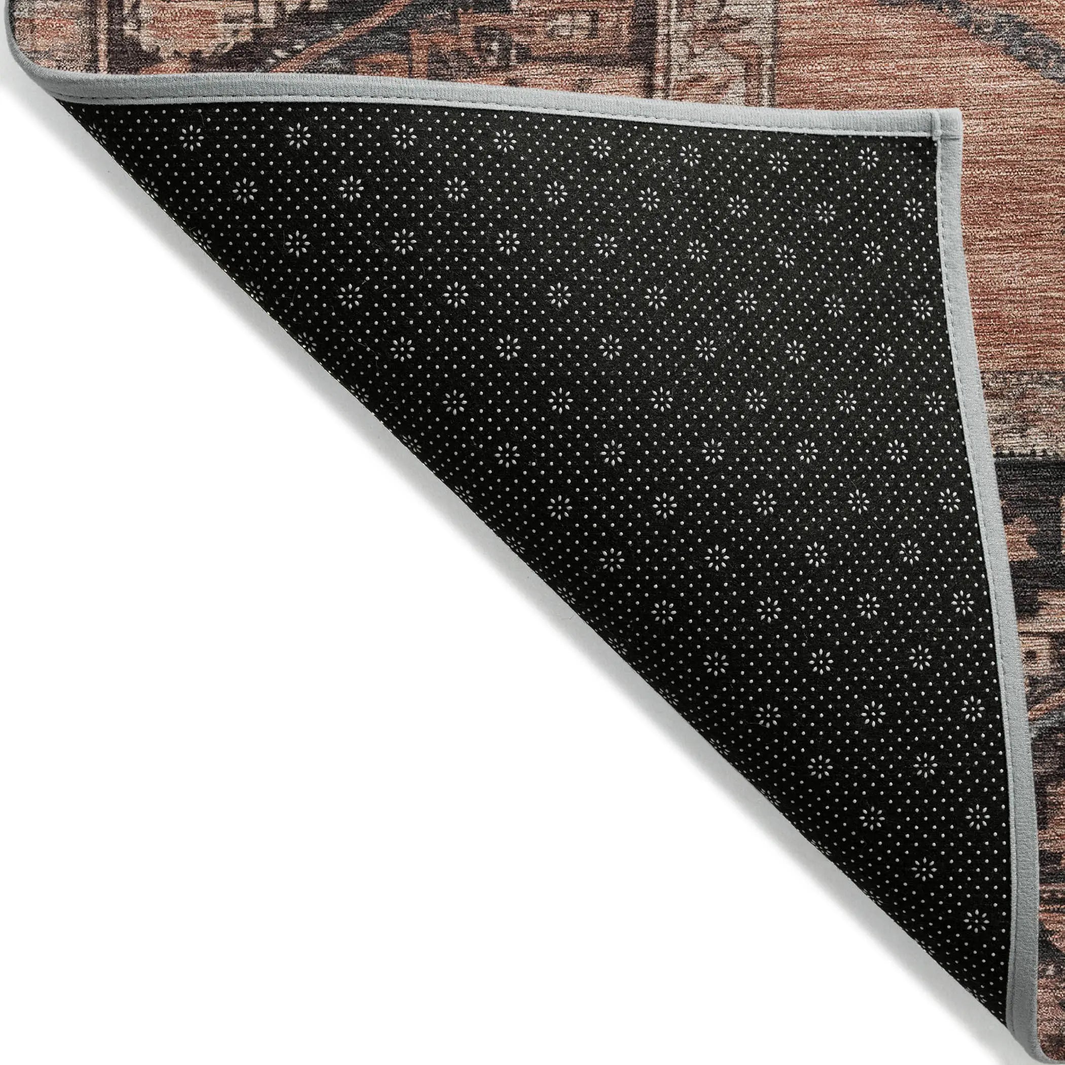 5' X 8' Terra Cotta And Gray Oriental Washable Indoor Outdoor Area Rug Homeroots Outdoor