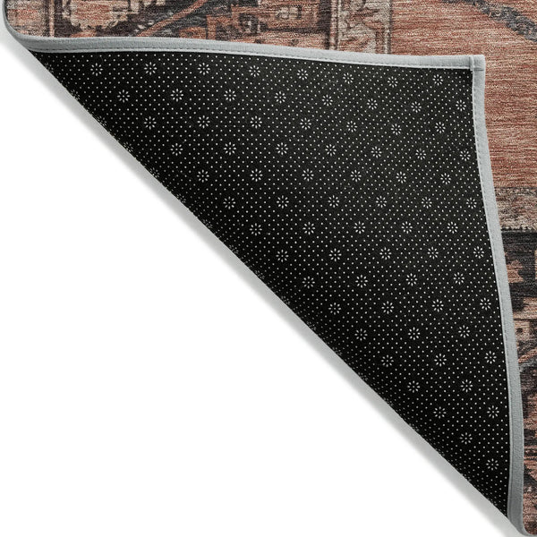 5' X 8' Terra Cotta And Gray Oriental Washable Indoor Outdoor Area Rug Homeroots Outdoor