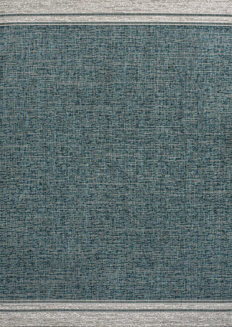 5' X 8' Turquoise And Cream Indoor Outdoor Area Rug - GreatEagleInc