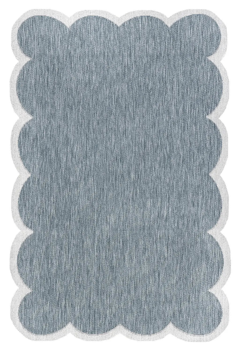 5' X 8' Turquoise And Cream Indoor Outdoor Area Rug Homeroots Outdoor