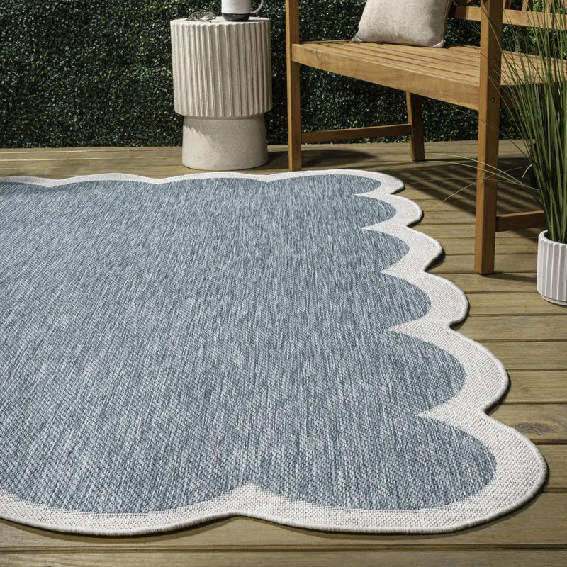 5' X 8' Turquoise And Cream Indoor Outdoor Area Rug Homeroots Outdoor